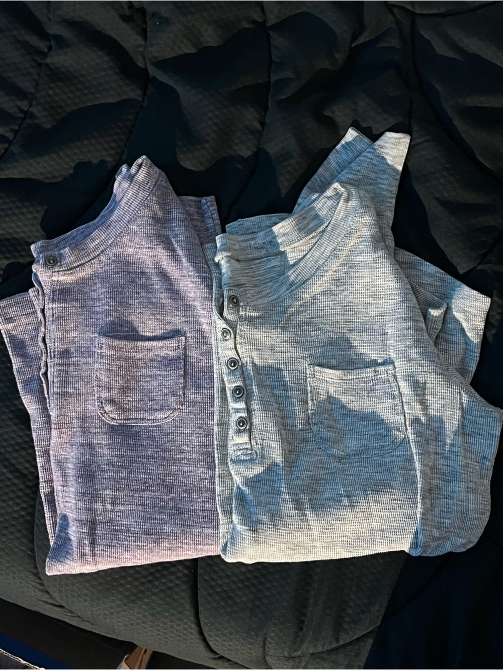 *2 PAIRS* Long Sleeve Thermal Tops w/ quarter buttons - Picture 1 of 5